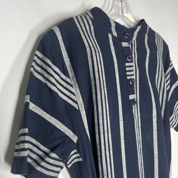 Ace & Jig Sz M Margaret Belted A-Line Midi Dress In Selvedge Blue Stripes - Picture 6 of 11